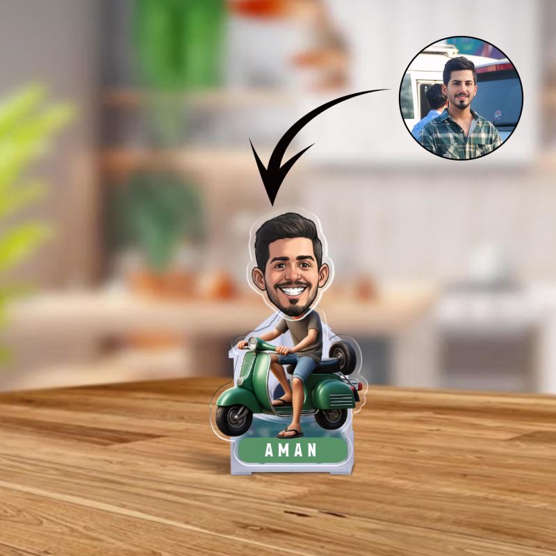 Personalized Funny Face Cutout Caricature with Shaking Head Feature & Custom with Name Battery Powered Bobblehead Figurine for Car Dashboard, Office Table, Home Decor Gift for Friends